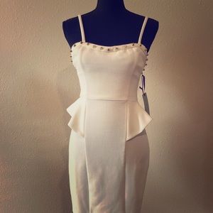 Cream studded peplum forever 21 mini dress size s